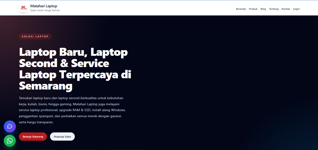 Screenshot website Matahari Laptop
